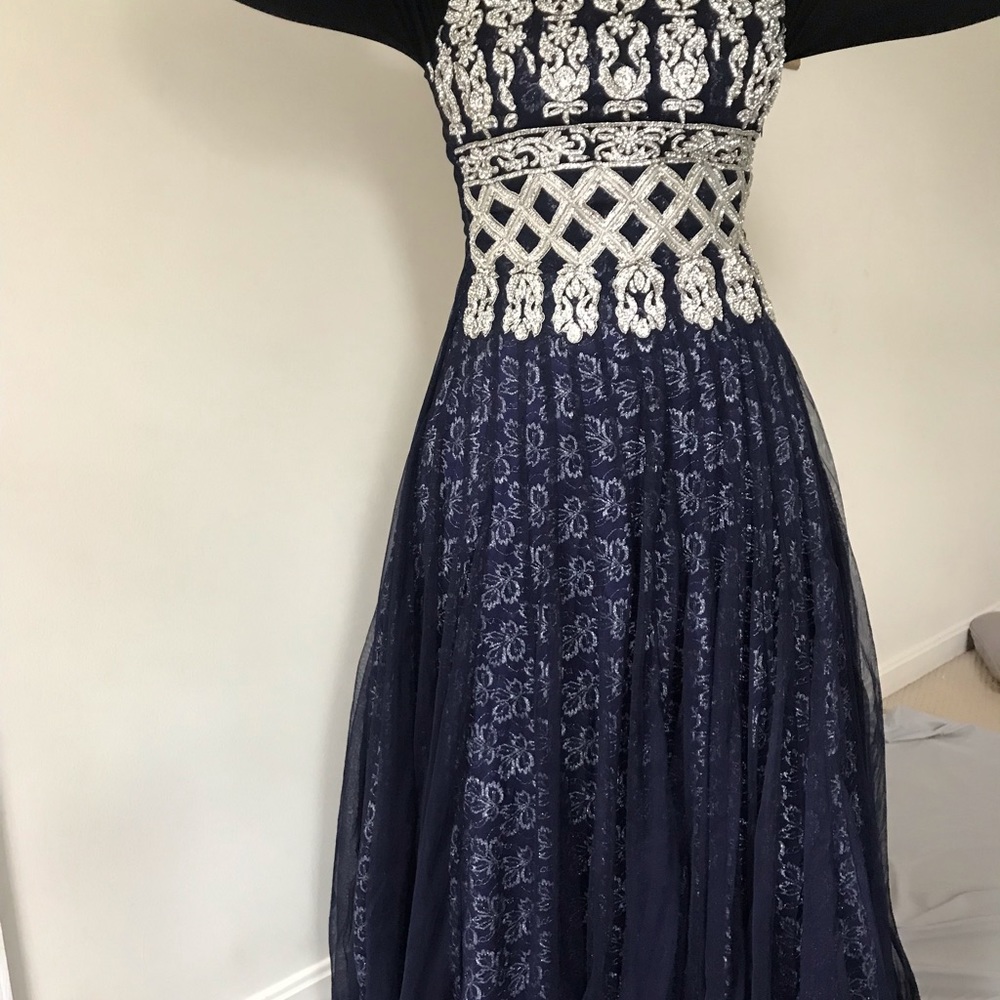 Navy Prom Dress with Heavy Beading
